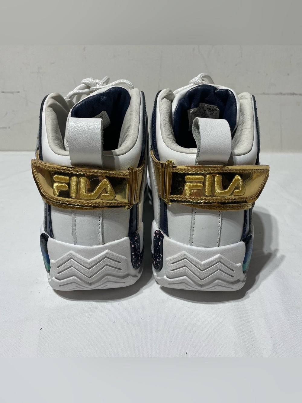 Fila Grant Hill 2 Hall of Fame Shoes Mens 10 White Gold Navy 1BM00581-125 - Picture 7 of 13